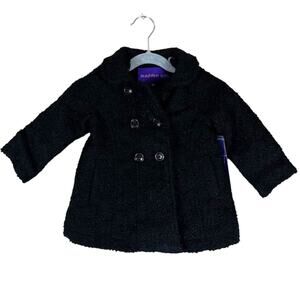 NWT Madden Girl Peacoat Toddler 18M Black Boucle Double Breasted Classic Winter